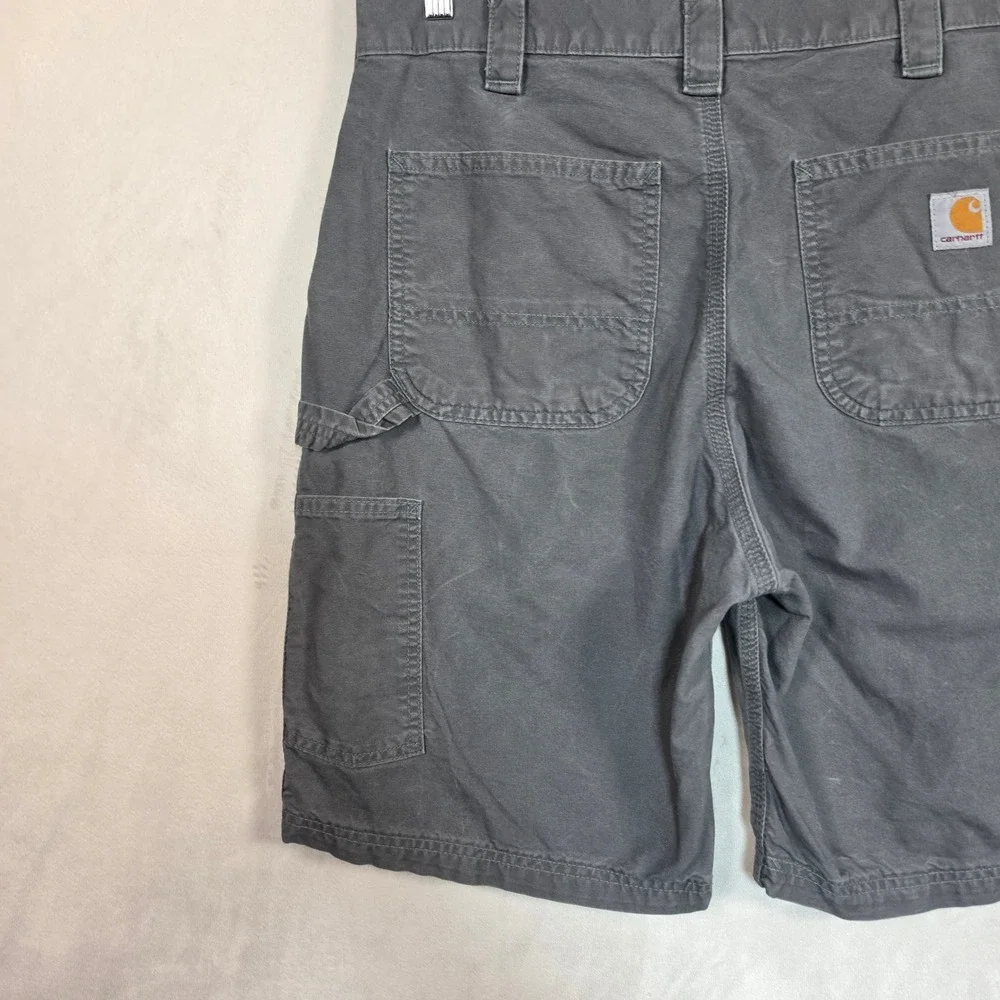 Carhartt Carpenter Shorts Mens 34 Gray Relaxed Fit Canvas Workwear Utility